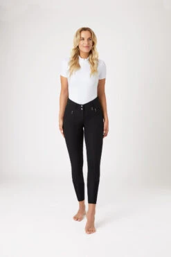 Horze Angelina Leichte Damen Stretch-Reithose Mit Lederkniebesatz -Reitmode Meiste 36618 BL 3