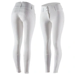 Horze Daniela Damenreithose Mit Kniebesatz Aus Synthetikleder -Reitmode Meiste 36621 WH 1