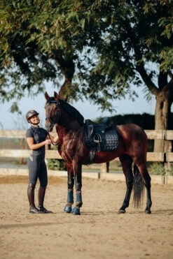 Horze Sagira Damen Reitleggings Mit Silikonvollbesatz Und Goldenem Detail -Reitmode Meiste 36701 VDB 9