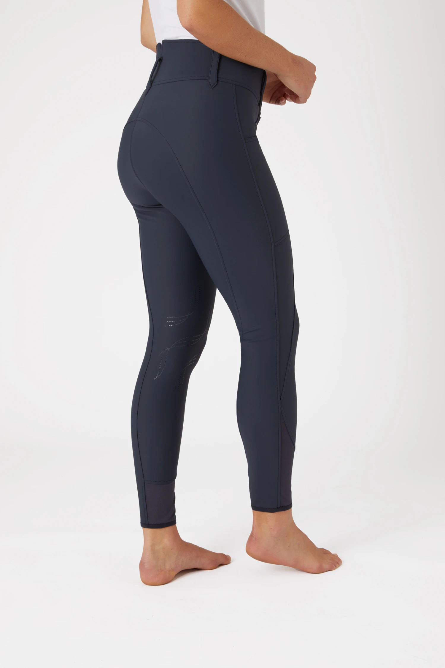 Horze Indira Damen Kniebesatzreithose Mit Hohem Bund 4 Horze Indira Damen Kniebesatzreithose Mit Hohem Bund – Bild 2