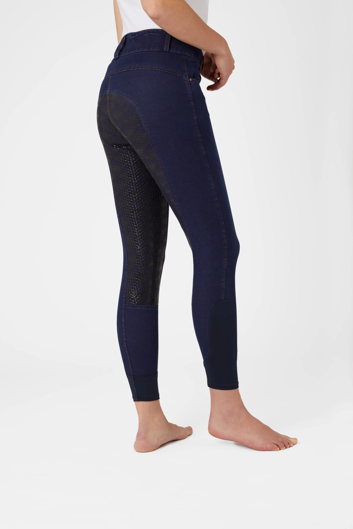 Horze Damen Jeansreithose Mit Leder- Und Silikonvollbesatz 4 Horze Damen Jeansreithose Mit Leder- Und Silikonvollbesatz – Bild 2